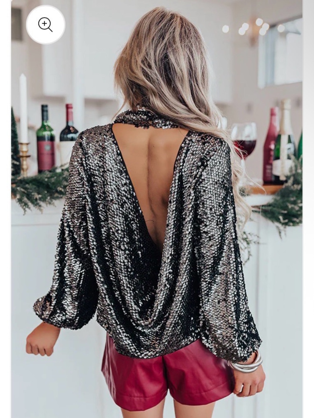 Flawless Black Sequin Open-Back Top